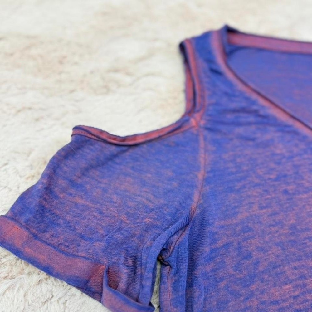 Rock Republic Purple Burnout Cold Shoulder Tee Soft Grunge Womens L - Picture 5 of 6